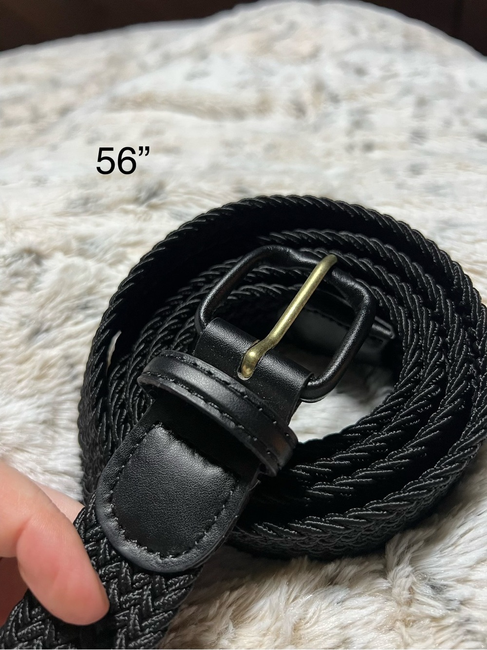 Men's Black Woven Belt with Leather Trim - Picture 3 of 3
